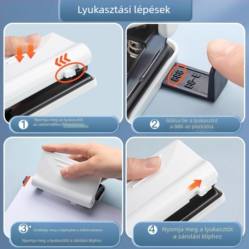 Négylyukú A4 irattartó lyukasztóval – műanyag, többoldalas mappa