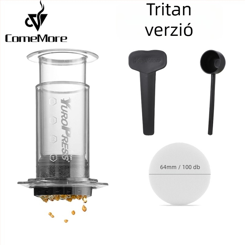 ComeMore Kézi kávéfőző Tritan testtel, nyomásos infúzióval, hordozható kültéri használatra