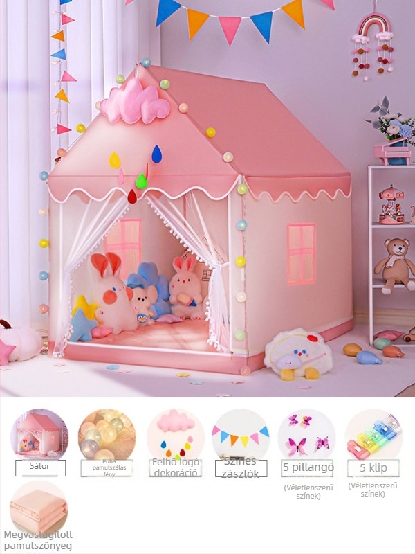 Beltéri gyerek sátor - piramisszerű stílus, egyrétegű felépítés, összeszerelést igényel, külső sátor vízálló 1000-1500mm