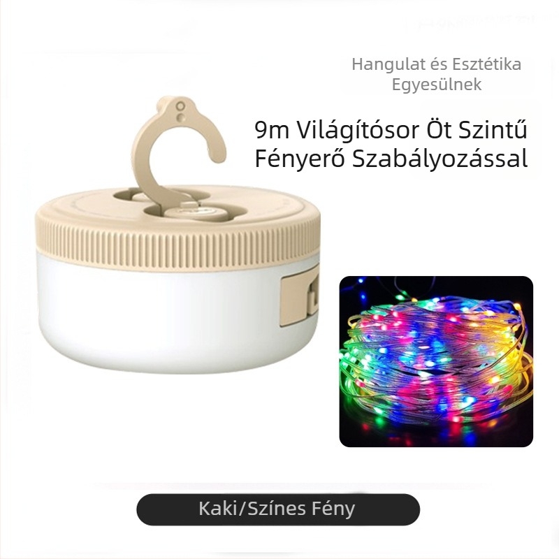 Jiadi LED kempinglámpa, vízálló, újratölthető 5V-os, 90×50 mm, kulcsos kapcsoló