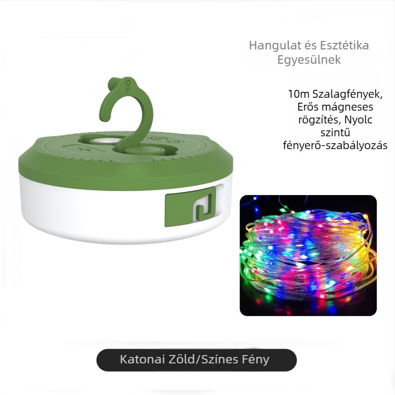 Jiadi LED kempinglámpa, vízálló, újratölthető 5V-os, 90×50 mm, kulcsos kapcsoló