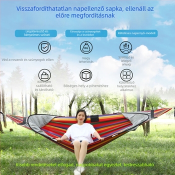 Kültéri függőágy rovarhálóval és árnyékolóval, vászon felület, terhelhetőség 600 kg, tömeg 1.7–2.7 kg, konzol nélkül, egy személy számára