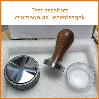 Eszpresszó tampere rozsdamentes acél testtel és tömörfa nyéllel, 300 g, minimalistikus modern stílus