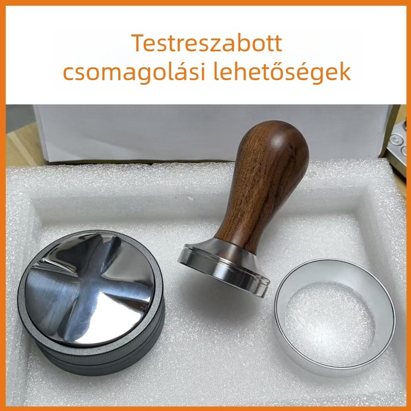 Eszpresszó tampere rozsdamentes acél testtel és tömörfa nyéllel, 300 g, minimalistikus modern stílus