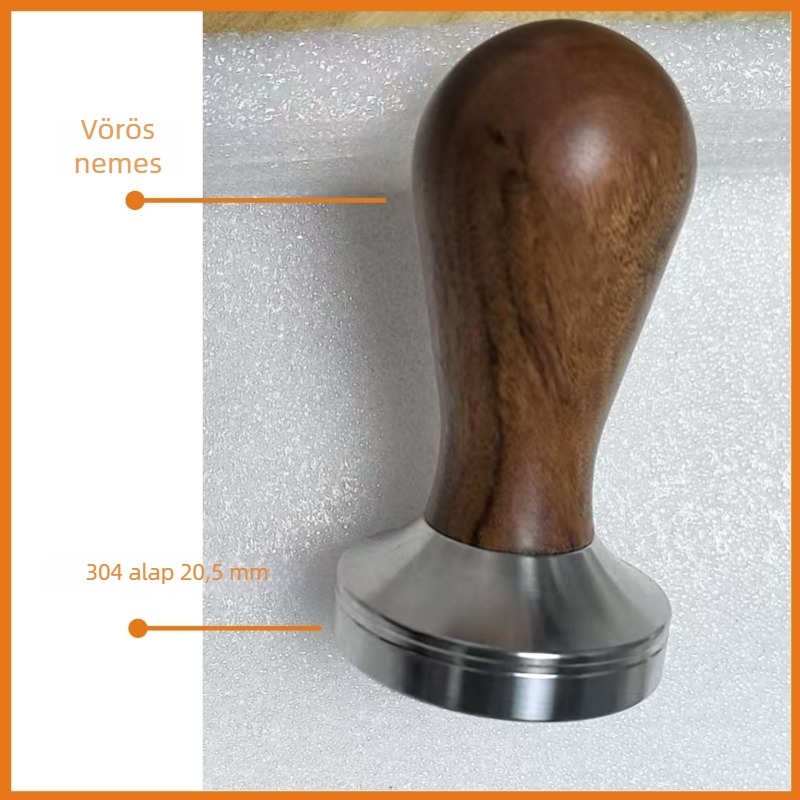 Eszpresszó tampere rozsdamentes acél testtel és tömörfa nyéllel, 300 g, minimalistikus modern stílus