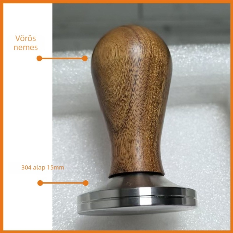 Eszpresszó tampere rozsdamentes acél testtel és tömörfa nyéllel, 300 g, minimalistikus modern stílus