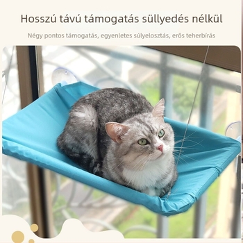 Hartley macska-hamak fészek: szívókorongos rögzítés, összecsukható ablakpárkányi fekhely, textil kisállat‑fészek