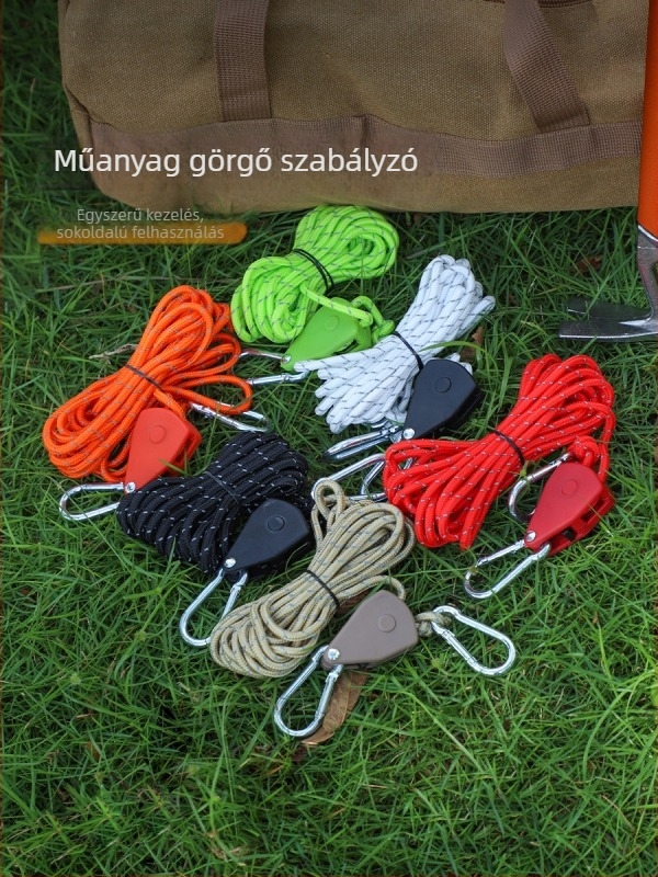 Műanyag állítható görgő sátorhoz, fényvisszaverő zsinórral