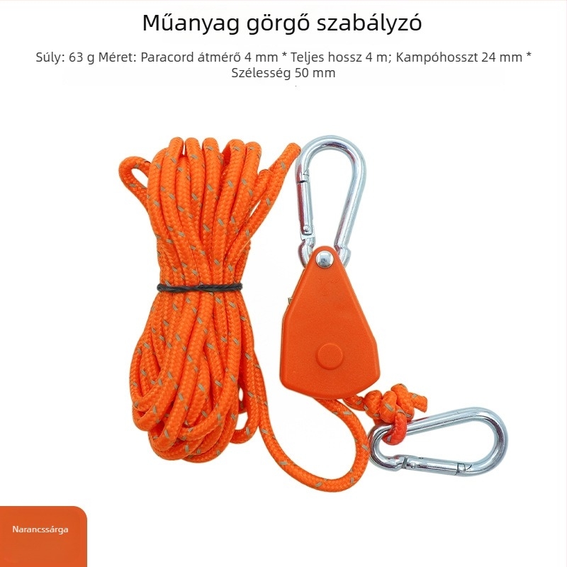 Műanyag állítható görgő sátorhoz, fényvisszaverő zsinórral