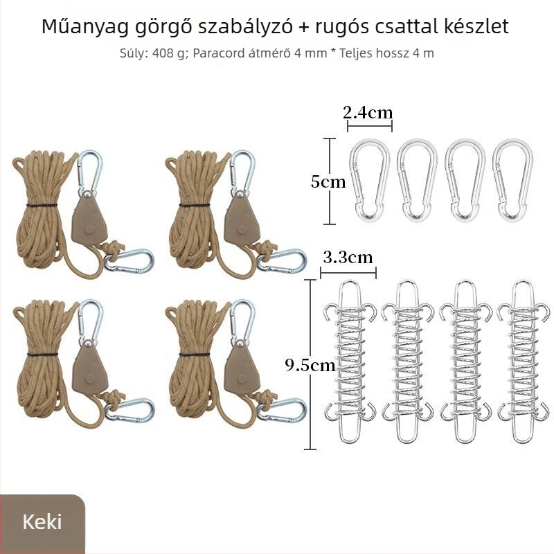 Műanyag állítható görgő sátorhoz, fényvisszaverő zsinórral