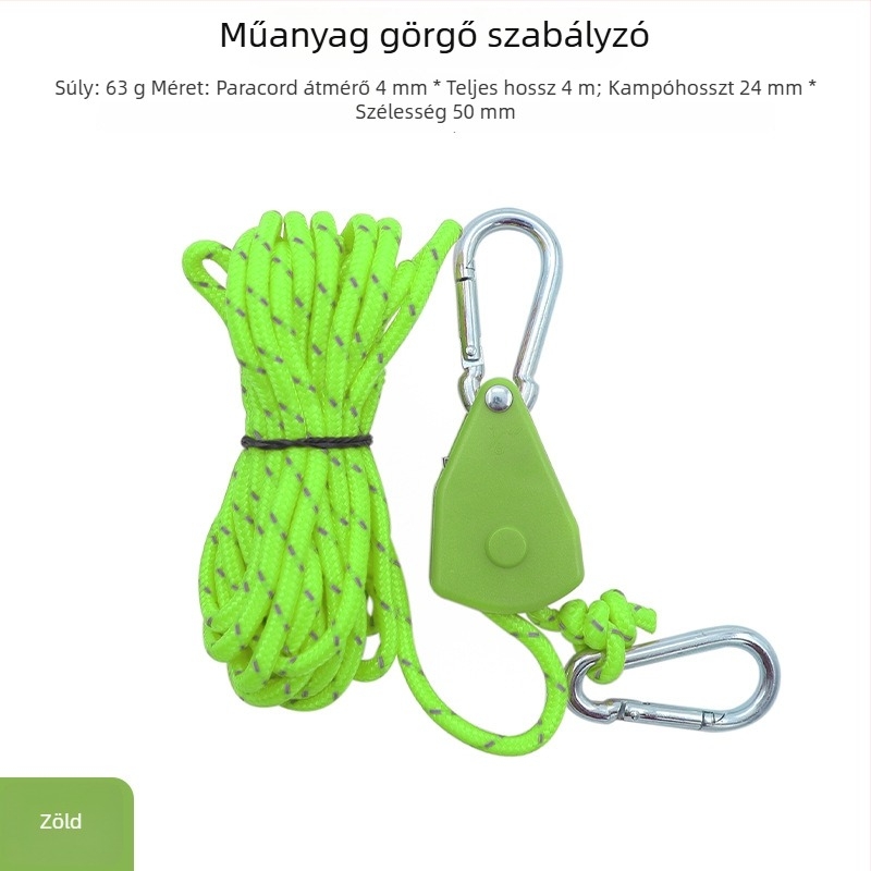 Műanyag állítható görgő sátorhoz, fényvisszaverő zsinórral