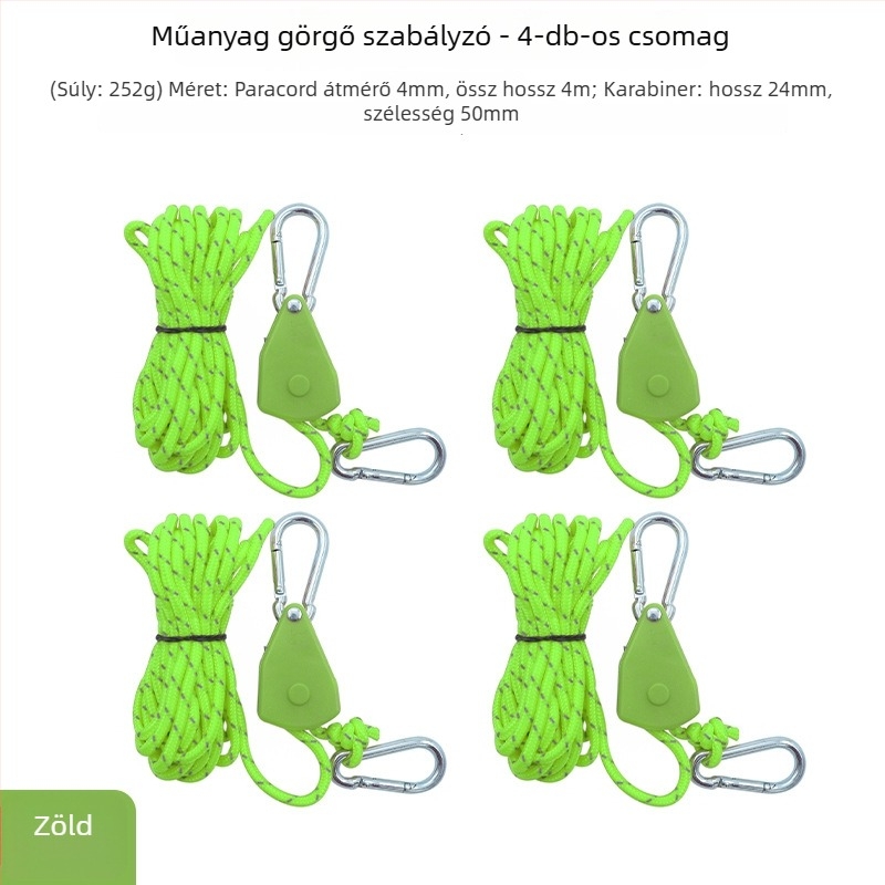 Műanyag állítható görgő sátorhoz, fényvisszaverő zsinórral