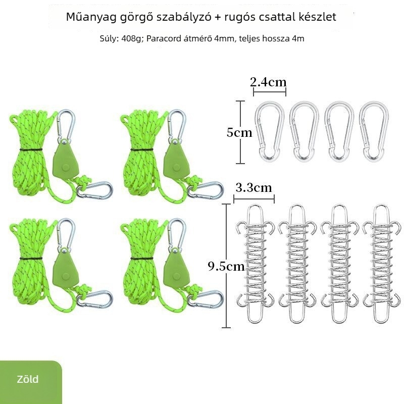 Műanyag állítható görgő sátorhoz, fényvisszaverő zsinórral