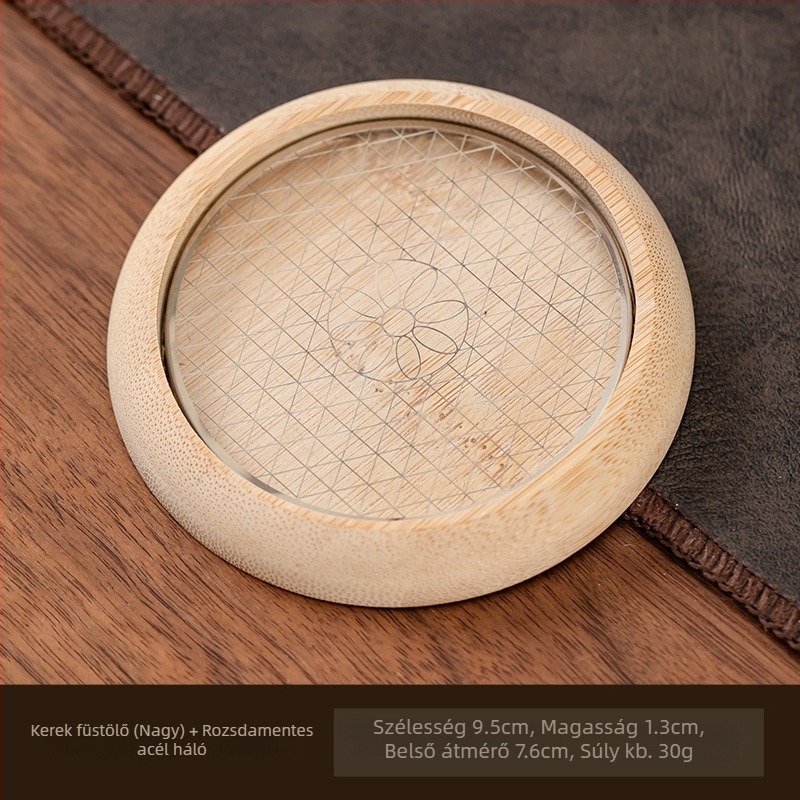 Körkörös füstölőégő, kínai stílusú, Phoebe anyagú, rozsdamentes acél hálós tartóval, fél-kezes és fél-mechanikus kivitel