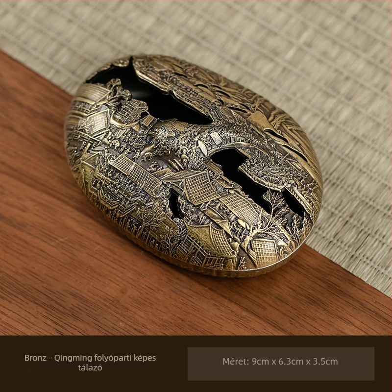 Körkörös füstölőégő, kínai stílusú, Phoebe anyagú, rozsdamentes acél hálós tartóval, fél-kezes és fél-mechanikus kivitel