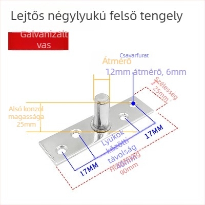 Keretes üvegajtó aljzati rugó készlet: felső tengelylemez, rögzítő tengely, T- alakú felső mag; Anyag: 304/201 rozsdamentes acél vagy galvanizált acél; Stílus: modern minimalizmus