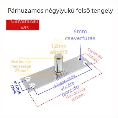 Keretes üvegajtó aljzati rugó készlet: felső tengelylemez, rögzítő tengely, T- alakú felső mag; Anyag: 304/201 rozsdamentes acél vagy galvanizált acél; Stílus: modern minimalizmus