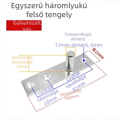 Keretes üvegajtó aljzati rugó készlet: felső tengelylemez, rögzítő tengely, T- alakú felső mag; Anyag: 304/201 rozsdamentes acél vagy galvanizált acél; Stílus: modern minimalizmus