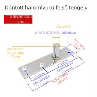 Keretes üvegajtó aljzati rugó készlet: felső tengelylemez, rögzítő tengely, T- alakú felső mag; Anyag: 304/201 rozsdamentes acél vagy galvanizált acél; Stílus: modern minimalizmus