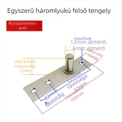 Keretes üvegajtó aljzati rugó készlet: felső tengelylemez, rögzítő tengely, T- alakú felső mag; Anyag: 304/201 rozsdamentes acél vagy galvanizált acél; Stílus: modern minimalizmus