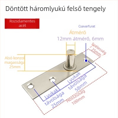 Keretes üvegajtó aljzati rugó készlet: felső tengelylemez, rögzítő tengely, T- alakú felső mag; Anyag: 304/201 rozsdamentes acél vagy galvanizált acél; Stílus: modern minimalizmus