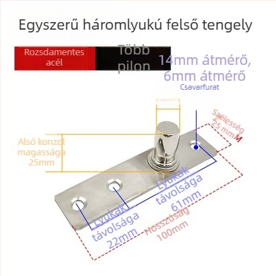 Keretes üvegajtó aljzati rugó készlet: felső tengelylemez, rögzítő tengely, T- alakú felső mag; Anyag: 304/201 rozsdamentes acél vagy galvanizált acél; Stílus: modern minimalizmus