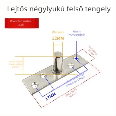 Keretes üvegajtó aljzati rugó készlet: felső tengelylemez, rögzítő tengely, T- alakú felső mag; Anyag: 304/201 rozsdamentes acél vagy galvanizált acél; Stílus: modern minimalizmus