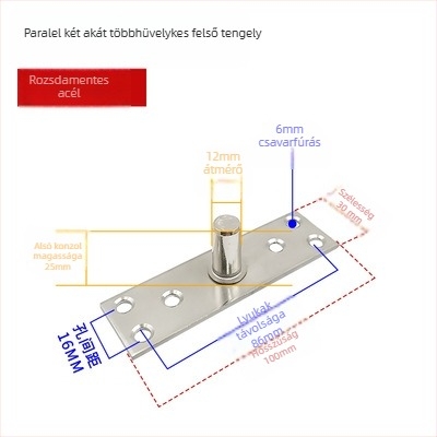 Keretes üvegajtó aljzati rugó készlet: felső tengelylemez, rögzítő tengely, T- alakú felső mag; Anyag: 304/201 rozsdamentes acél vagy galvanizált acél; Stílus: modern minimalizmus