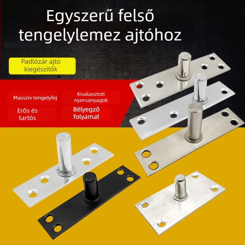 Keretes üvegajtó aljzati rugó készlet: felső tengelylemez, rögzítő tengely, T- alakú felső mag; Anyag: 304/201 rozsdamentes acél vagy galvanizált acél; Stílus: modern minimalizmus