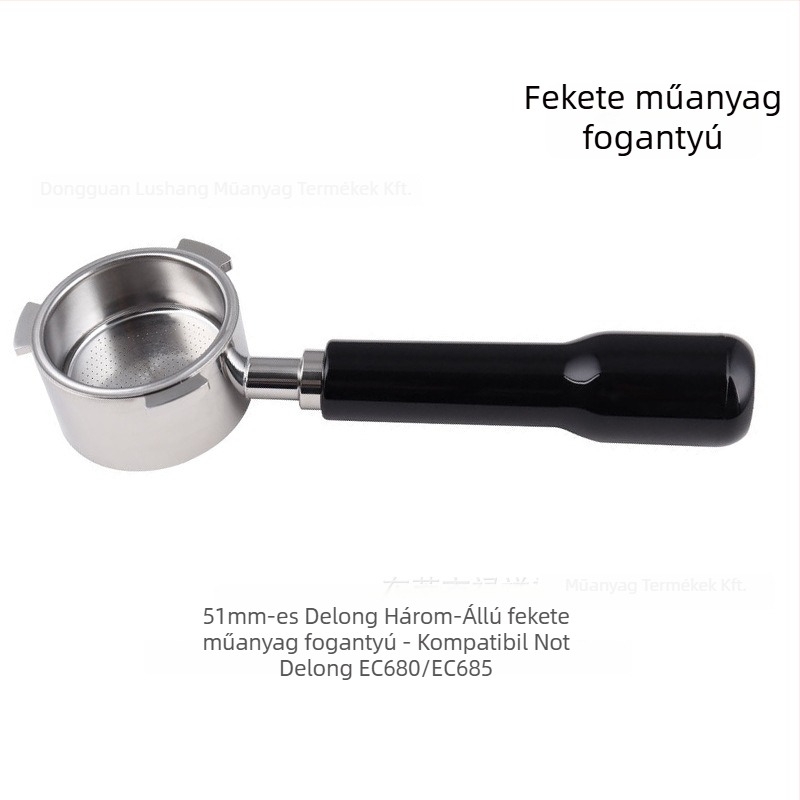 Alj nélküli portafilter fogó E61 csoportfejhez, rozsdamentes acélból készült, tömörfa markolattal; kompatibil Delong, Platinum Rich és Aibao