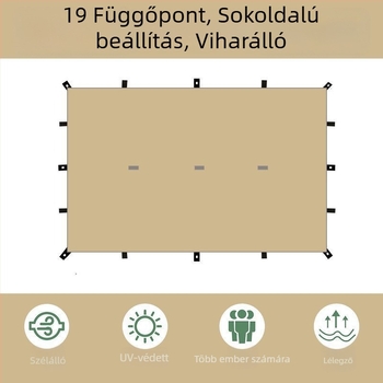 19-pontos piramisszerű kemping árnyékoló sátor (Xin ao, kód 0516, anyag: pamut, vízállóság: 3000–6000 mm, forma: négyzetes)