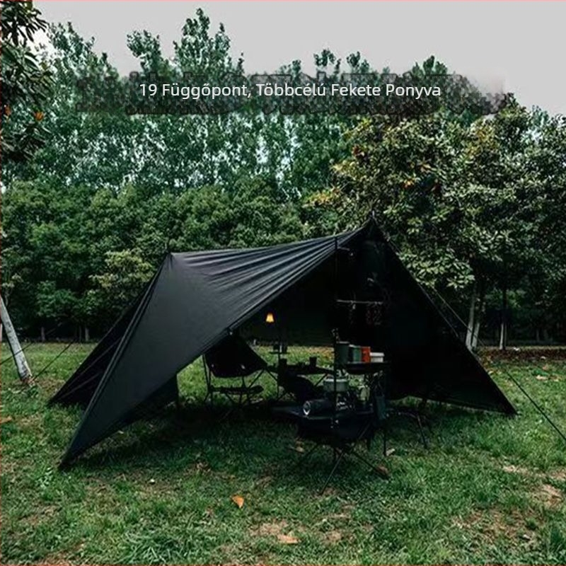 19-pontos piramisszerű kemping árnyékoló sátor (Xin ao, kód 0516, anyag: pamut, vízállóság: 3000–6000 mm, forma: négyzetes)