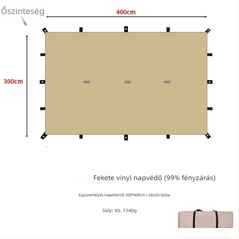 19-pontos piramisszerű kemping árnyékoló sátor (Xin ao, kód 0516, anyag: pamut, vízállóság: 3000–6000 mm, forma: négyzetes)