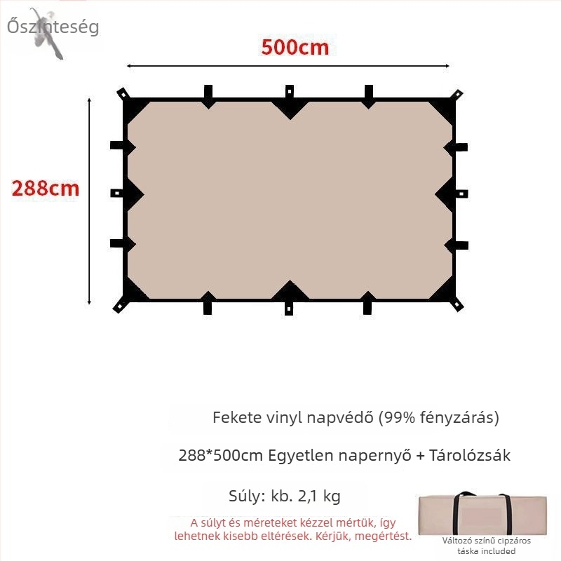 19-pontos piramisszerű kemping árnyékoló sátor (Xin ao, kód 0516, anyag: pamut, vízállóság: 3000–6000 mm, forma: négyzetes)