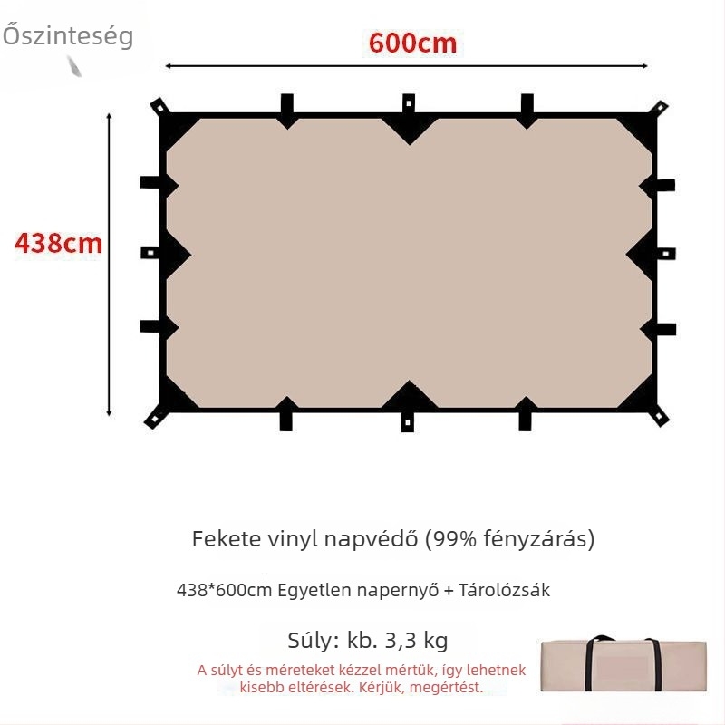 19-pontos piramisszerű kemping árnyékoló sátor (Xin ao, kód 0516, anyag: pamut, vízállóság: 3000–6000 mm, forma: négyzetes)