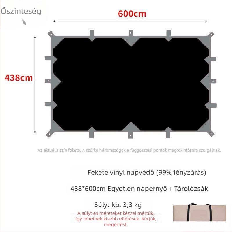 19-pontos piramisszerű kemping árnyékoló sátor (Xin ao, kód 0516, anyag: pamut, vízállóság: 3000–6000 mm, forma: négyzetes)