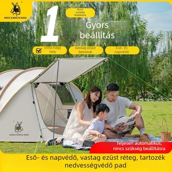 Kemping piramissátor, egyes rétegű, kézi felállítás, poliészter külső, vízállóság 2000–3000 mm