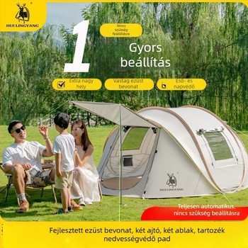 Kemping piramissátor, egyes rétegű, kézi felállítás, poliészter külső, vízállóság 2000–3000 mm