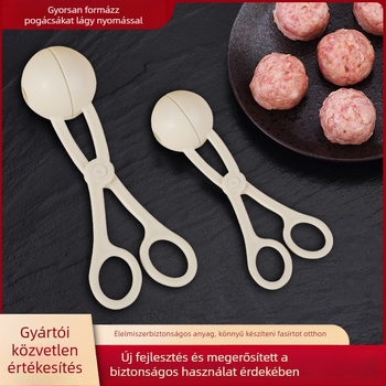 Húsgolyó formázó klip – PP műanyag, modern minimál stílus, kerek húsgolyók és rizsgolyók formázására