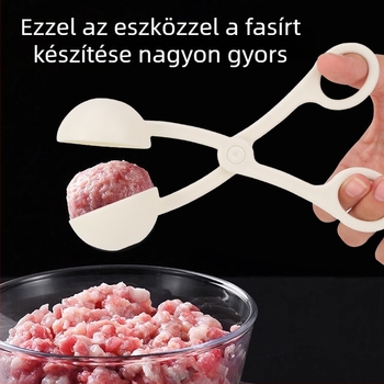 Húsgolyó formázó klip – PP műanyag, modern minimál stílus, kerek húsgolyók és rizsgolyók formázására