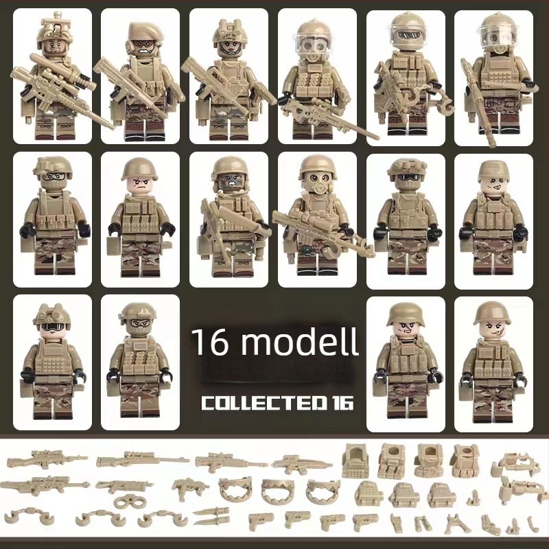 Speciális erők katonai építőjáték készlet, ABS műanyag, 50-100 darab, DIY