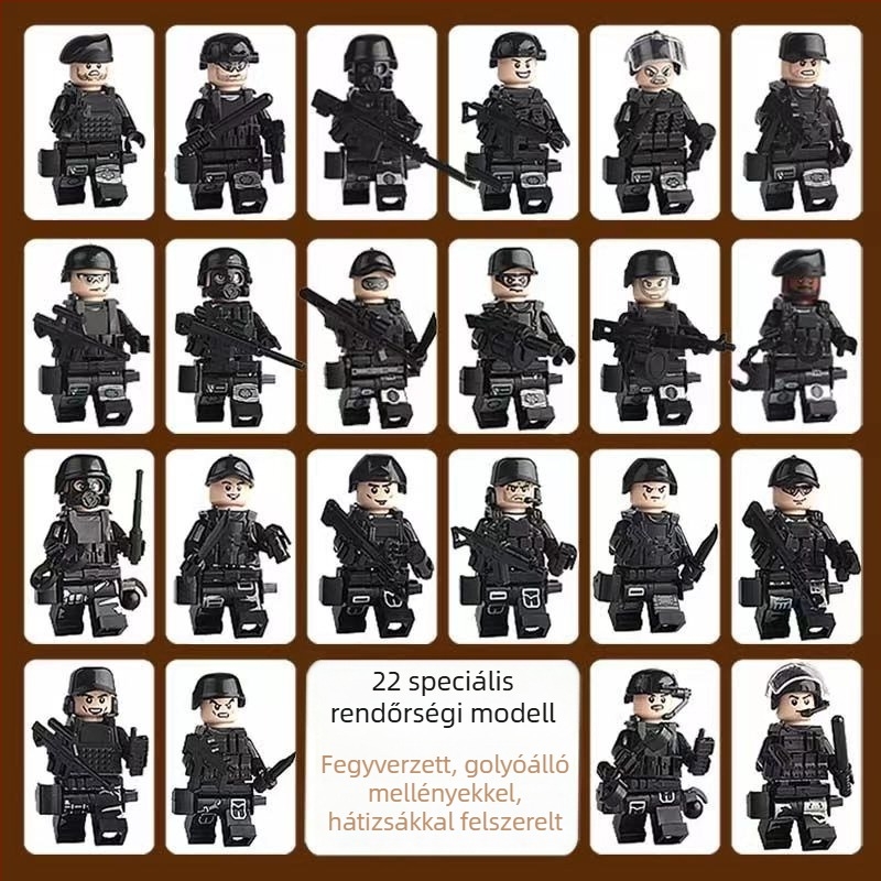 Speciális erők katonai építőjáték készlet, ABS műanyag, 50-100 darab, DIY