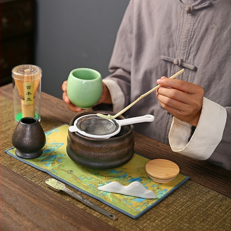Kerámia matcha eszköz készlet, japán stílus, első osztályú minőség, 2023 ősz, 600 g
