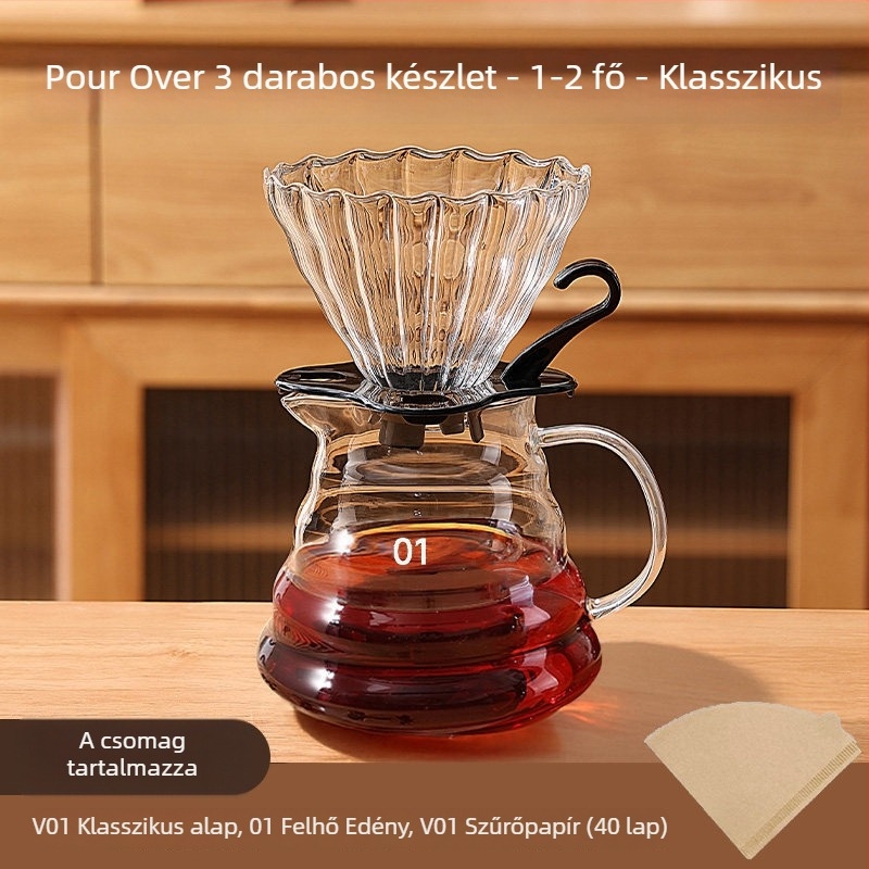 Kézi kávéőrlő készlet otthonra és kültéren – kompakt kézi hajtású készlet, minimalista stílus, teljes készlet