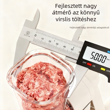 Kézi kolbász töltő, műanyag kivitel, modell 6-026, modern minimalist dizájn, otthoni használatra