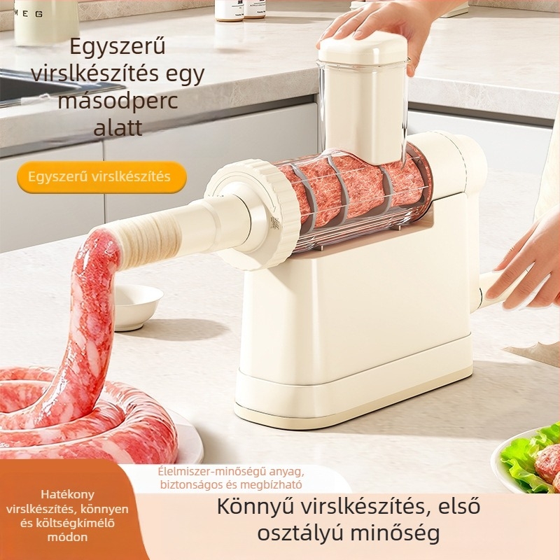 Kézi kolbász töltő, műanyag kivitel, modell 6-026, modern minimalist dizájn, otthoni használatra