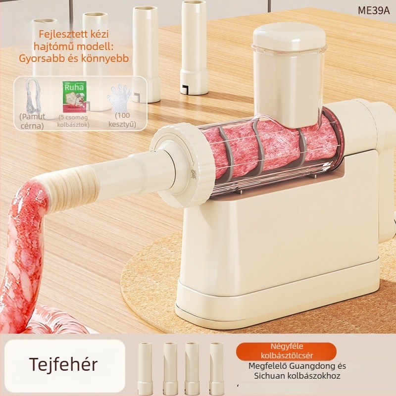 Kézi kolbász töltő, műanyag kivitel, modell 6-026, modern minimalist dizájn, otthoni használatra