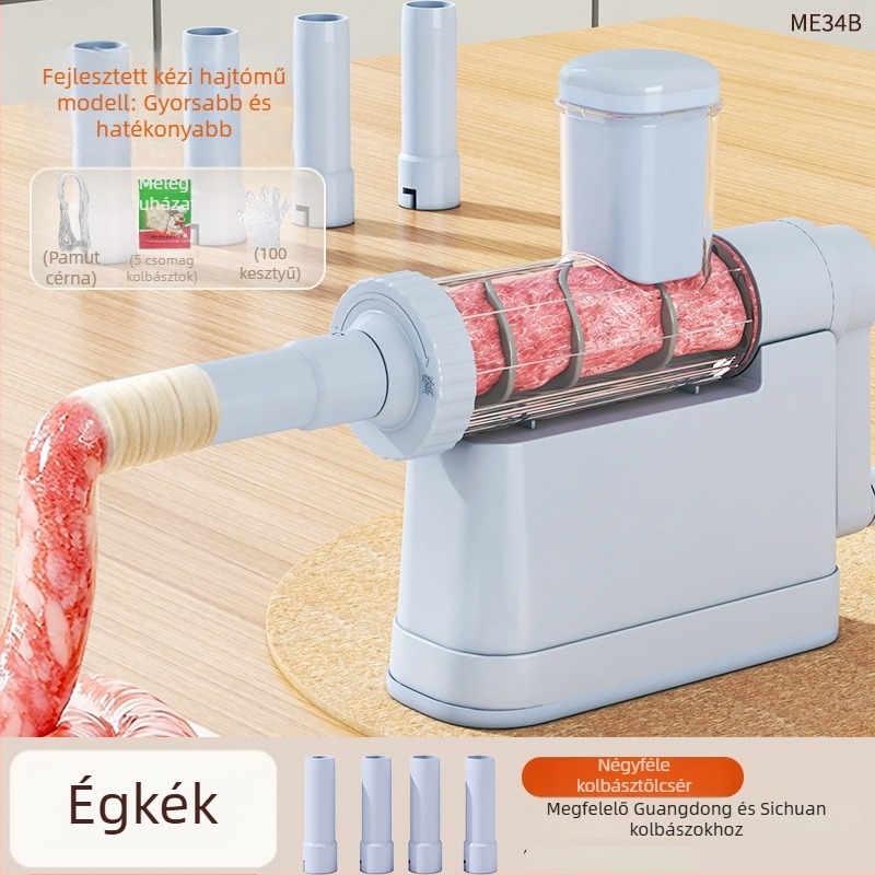 Kézi kolbász töltő, műanyag kivitel, modell 6-026, modern minimalist dizájn, otthoni használatra