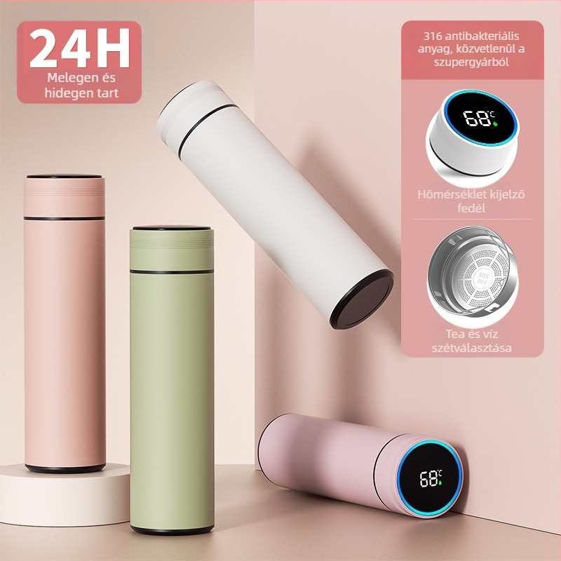 Okos 316-os rozsdamentes acél termosz nőknek, tea-víz szétválasztó funkcióval, elegáns kialakítás