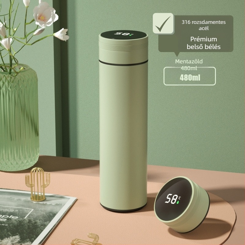 Okos 316-os rozsdamentes acél termosz nőknek, tea-víz szétválasztó funkcióval, elegáns kialakítás